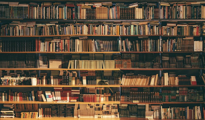 Library shelf of Islamic books and study materials